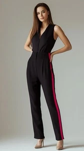 Gianfranco Ferre Dei Mattioli High Waist Black Fuchsia Tuxedo Trousers - Picture 1 of 13