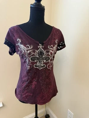 Camiseta De Colección Y2K Maurices SM Bling Encaje Grunge Capricho Festival de Brujas LEER Foto 1 de 4