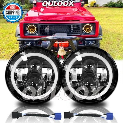 New Pair 7" inch Round LED Headlights High Low Beam Fit Suzuki Samurai 1986-1995 Foto 1 de 4