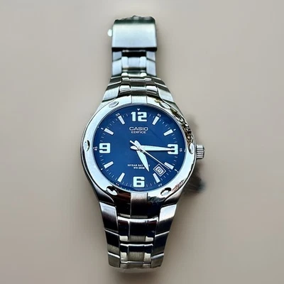 Casio Edifice EF-106 2719 Blue Dial Stainless Steel 100M Quartz Watch Running - Image 1 of 4