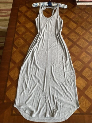 Espléndido Maxi Vestido Tejido Y2K De Colección Talla XS Gris Cerradura Aberturas Traseras Encubrimiento Salón Foto 1 de 4