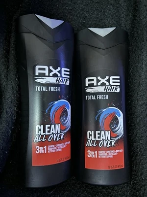 2 Axe Hair Total Fresh Clean All Over 3 In 1 Shampoo Conditioner Body Wash 16 OZ - Image 1 of 2