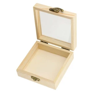 En Bois Carré à Charnière Rangement Boîtes Artisanat Cadeau Récipient Poussière - Bild 1 von 58
