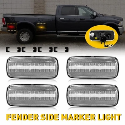 4X Luces LED laterales delanteras y traseras para Dodge RAM 3500HD 2010-2018 lente transparente Foto 1 de 4