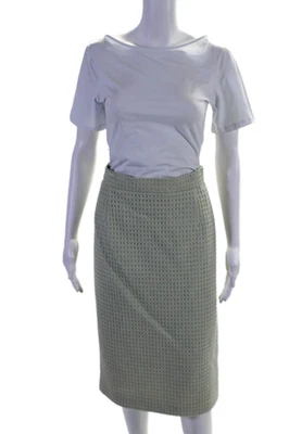 Falda lápiz texturizada azul polvo beige lana talla 16 Louis Feraud para mujer Foto 1 de 4