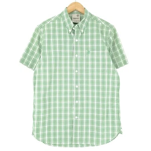 Vintage Timberland Men Shirt Green Check Cotton Ax7 Size S - Picture 1 of 6