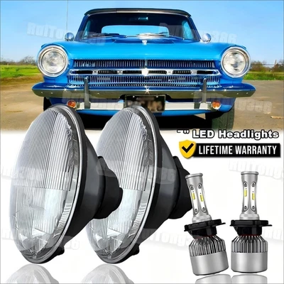 2X Faros LED redondos de 7 pulgadas para Dodge Dart 1964-1976 DOT haz sellado alto-bajo Foto 1 de 4
