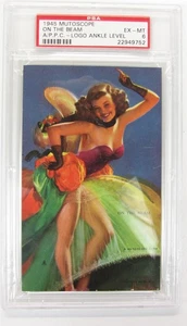 1940s Mutoscope Pin Up Girl Card On the Beam PSA Graded 6 EX-MINT - Picture 1 of 3