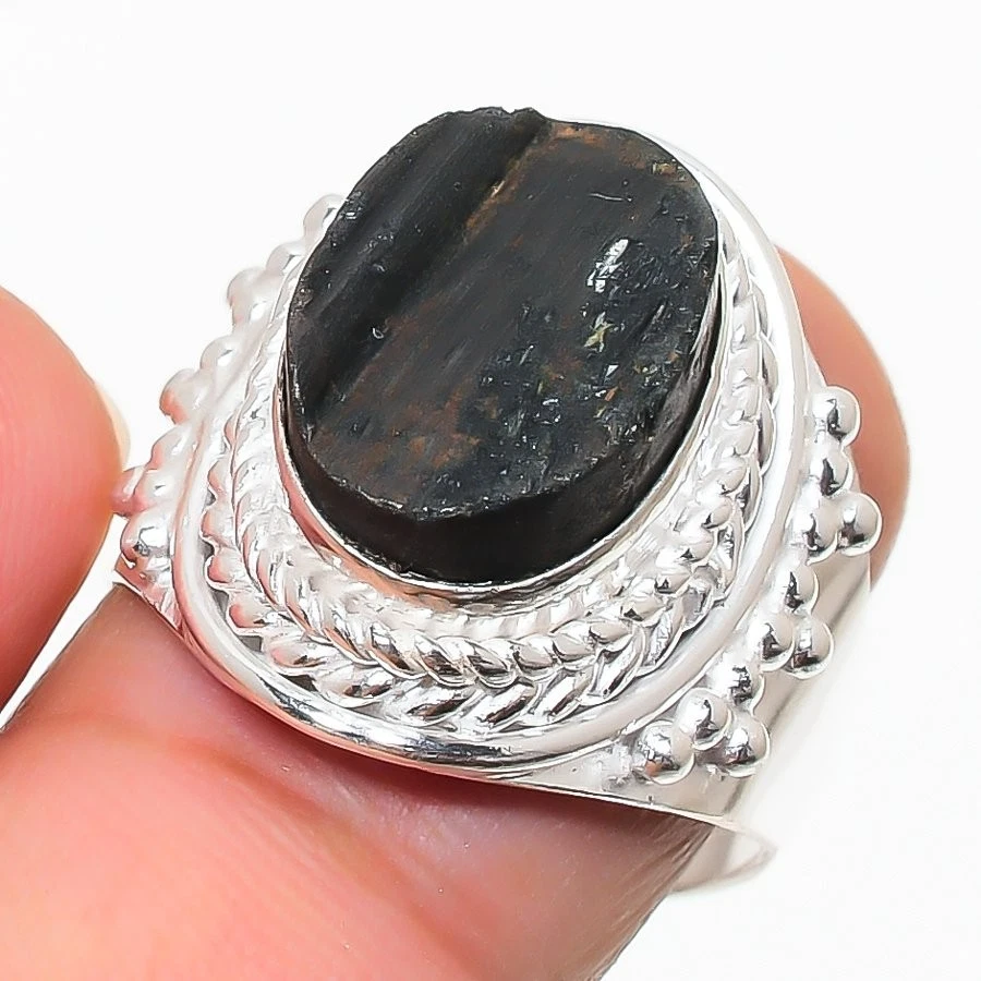 Natural Tourmaline Gemstone Handmade 925 Sterling Silver All Size Ring For Gift - Image 1 of 1