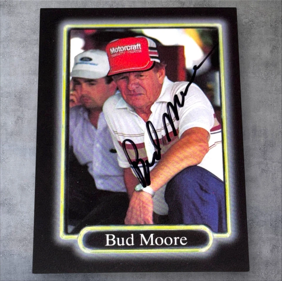 Bud Moore WWII HERO 1990 MAXX #130 VINTAGE NASCAR HOFer signed card - Image 1 of 1