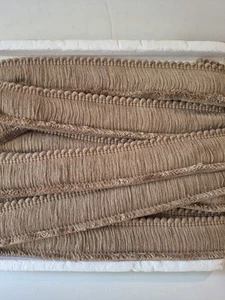 VTG Lip Cord 1¾" Fringe Trim Piping 6 Yards Made in USA Brown Tan  - Picture 1 of 4
