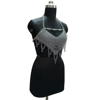 Top de cota de malla para vestido histórico y disfraz de cosplay anillo a tope de acero de 10 mm, Foto 1 de 4