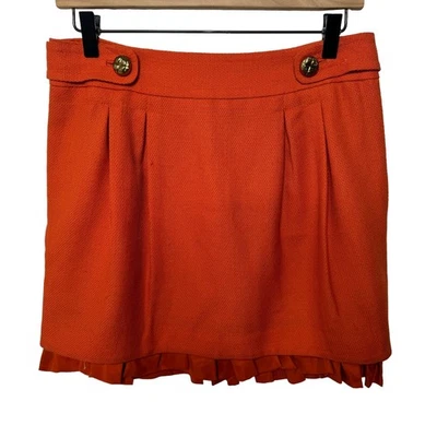 Juicy Couture Mini Skirt Wool With Peekaboo Silk Ruffled Lining Orange Womens 4 - Image 1 of 4