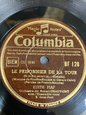 Edith Piaf 78 RPM PLAY TESTED! Le Prisonnier De La Tour Columbia BF 128 Foto 1 de 4