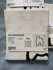 IKEA TALLSPINNARE Kissen Kissenbezug Katze cremeweiß/schwarz 20x20" - Bild 1 von 3