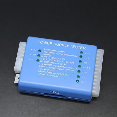 PC 20pin 24pin 4/6/8 pin ATX SATA HDD Floppy LED Power Supply Voltage Tester - Image 1 of 4