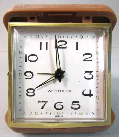 Vintage Westclox Travel Alarm Clock folding plastic case *works* Cover