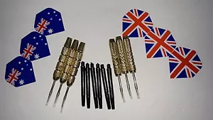 Freccette a punta in acciaio S/6 UK Australia BANDIERA due diversi pesi non assemblate nuove - Foto 1 di 4