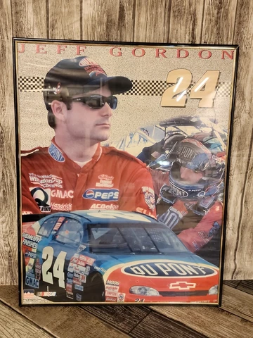 VINTAGE NASCAR JEFF GORDON #24 FRAMED Poster 20x16 Cover