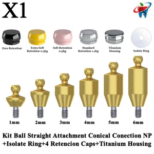 1x Set Dental gerade Kugel Aufsatz konisch NP Retentionskappen Gehäuse Ring - Bild 1 von 7