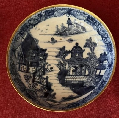 Antiguo cuenco Nanking de porcelana de exportación china azul blanco de 1800 Foto 1 de 4