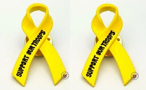 Set of 2 Support our Troops Yellow Ribbon Pin - Picture 1 of 3