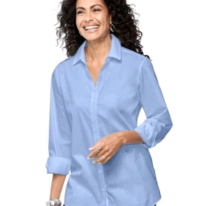 Foxcroft Women's 2XL Blue Wrinkle-Free Stretch Button-Up Shirt NWOT - Picture 1 of 7
