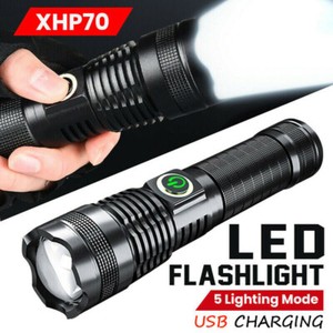 1000000 Lumens Rechargeable XHP70 Most Powerful LED Flashlight USB Zoom Torch