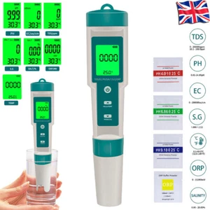 7 In 1 Digital Water Quality Tester Pen EC PH Salinity Temp Meter/Detector UK - Picture 1 of 16