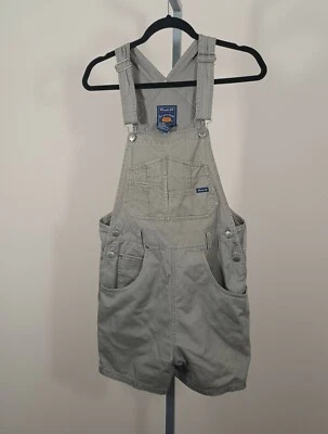 Vintage Route 66 Large Bib Overalls Shorts Dark Khaki Denim Women Small USED  - Image 1 of 4