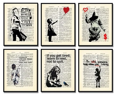Decoración de pared Banksy - Graffiti arte callejero citas políticas impresiones en plantilla + marcos Foto 1 de 4
