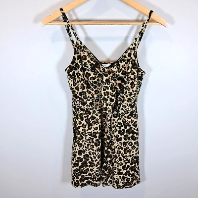 Candies Y2K Babydoll Leopard Print Romper Womens Sz S 90s Sexy Glam Feminine - Image 1 of 4