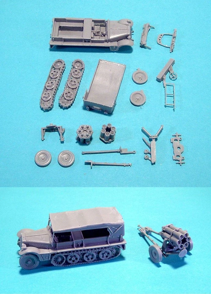 Sd.Kfz. 10 Half Track & 15cm Werfer 41 Rocket Launcher. WSW 872223. Resin Unfini - Image 1 of 1