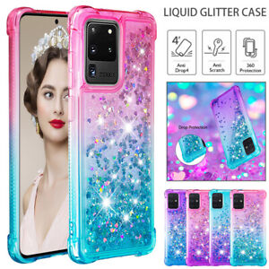 For Samsung S21 S20 FE Note20 Ultra S10 9 Plus Case Clear Liquid Glitter Cover
