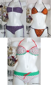 Pussy Deluxe Bikini Set Arancione Lilla Triangolo Tigre a Pois Costumi da Bagno - Picture 1 of 3