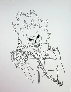 GHOST RIDER Marvel Comics JONATHAN CARRILLO Signed Hand Penciled Pin-Up 8.5x11 - Picture 1 of 3