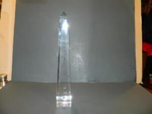 Orrefors Sweden Crystal Cut Glass 13 3/4" Obelisk Figure Signed & Paper Label
