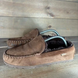 ll bean wicked good mens size 9 shoes brown suede shearling lined slippers - Picture 1 of 8