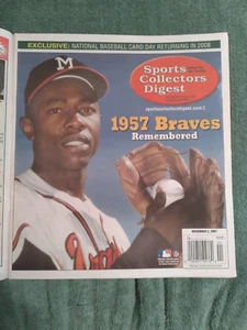 November 2,2007 Sports Collectors Digest Milwaukee Braves Legend Henry Aaron - Picture 1 of 3