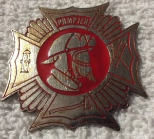 Pompier Firefighter Pin Button Badge - Silver / Red colour  - Imagen 1 de 3