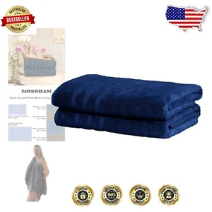 Plush 700 GSM Navy Bath Towels Set of 2 - Eco-Friendly Bamboo Viscose & Cotton - Picture 1 of 12