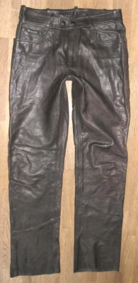 " MODEKA BERLIN " Herren- LEDERJEANS / Biker- Lederhose in schwarz W32" /L34" - Bild 1 von 4