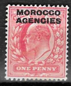 Stamps Morocco Agencies 1907 KEVII 1d red GB stamp opt MH SG32