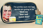 Retro Last Words "Hold My Beer" Shaving Bath Funny Mens Travel Bag New Tags