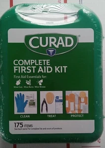 New Curad First Aid Kit Complete 175 Pieces Plastic Case Bandages Swabs Gloves - Picture 1 of 2