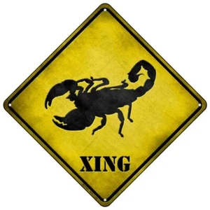Scorpion Xing Novelty Yellow Mini Metal Road Notice 8" Cross Xing Crossing Sign - Picture 1 of 1
