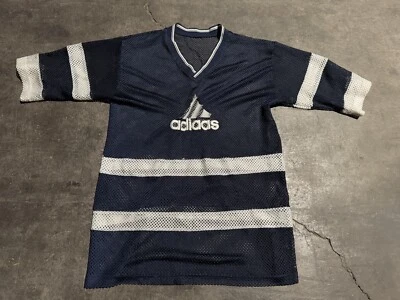 Camiseta deportiva Adidas azul marino de malla vintage de los 90 para hombre grande  Foto 1 de 4