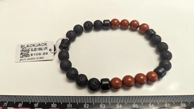 Blackjack Mens Genuine Lava Stone Red Jasper Bracelet BJB189LVR - Image 1 of 4