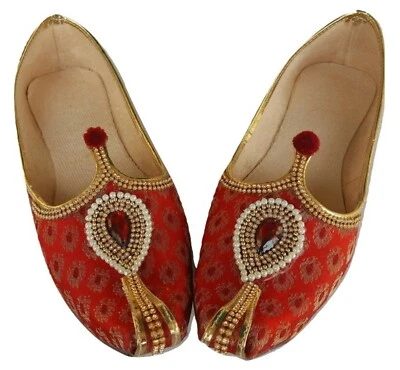 Aura Mens flat jutti wedding mojari sherwani ethnic shoes US size 8-12 Maroon FR - Image 1 of 4