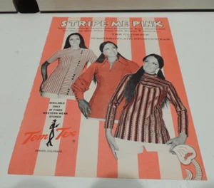 Vintage Mint Print Ad Tem Tex Stripe Me Pink Western Flair Sportswear - Bild 1 von 1